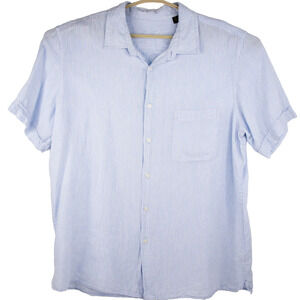 Tasso Elba Light Blue Lightweight Linen SS Button Up Shirt Mens SIZE XL